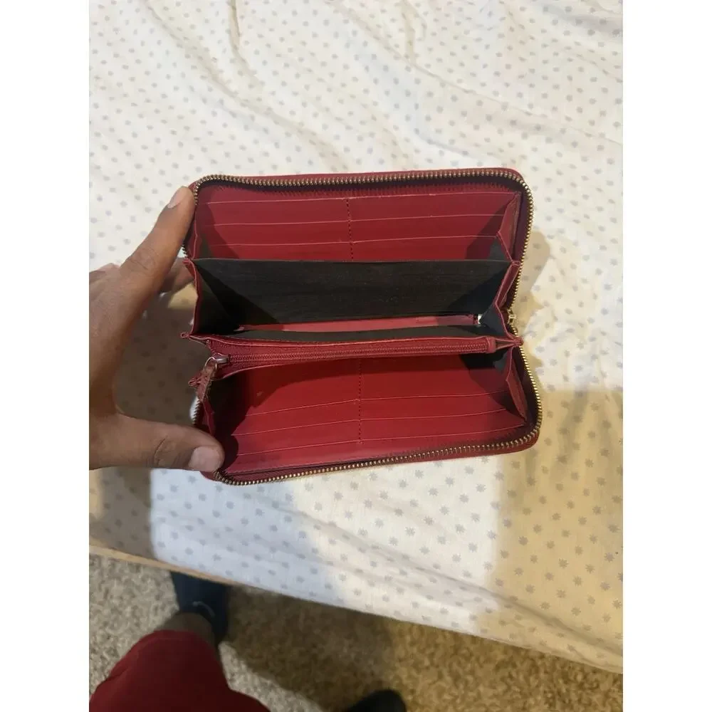 GUCCI Beige/Red GG Canvas w/Rainbow/Love Patch Zip Around Wallet